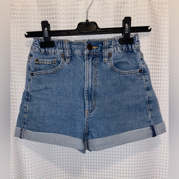 Women’s GARAGE high‎ elastic waist rolled up Jean shorts 80’s Mom size 00 - Picture 3 of 9